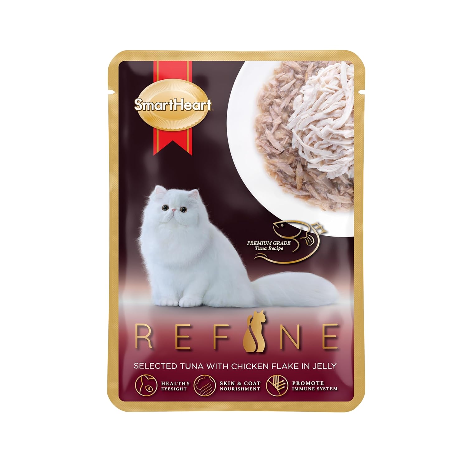 Refine Pouch Jöle İçinde Didiklenmiş Tavuklu Seçkin Ton Balığı 70 gr