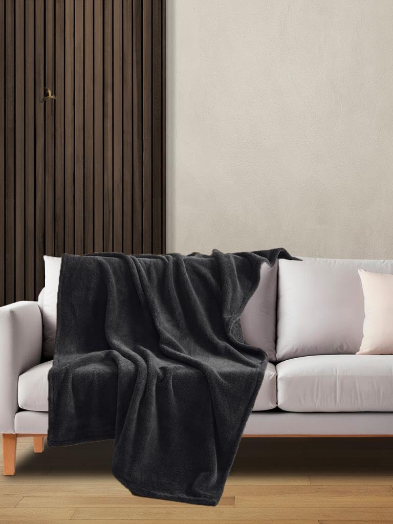 Mulberry Wellsoft Battaniye Televizyon Battaniyesi Peluş Polar Battaniye Tek Kişilik 170 * 230 Siyah