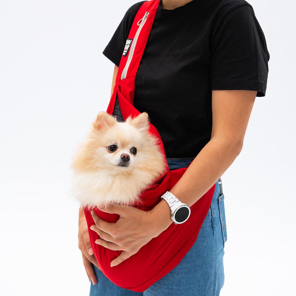 Pawstar Kırmızı Crossbody Küçük Irk Köpek Çapraz Taşıma Çantası
