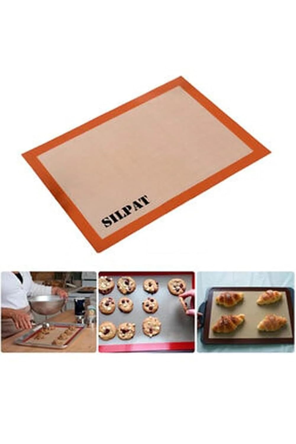 A1 Fırınlanabilir Kendinden Yağlı Silikon Pişirme Matı, Profesyonel Silpat Yanmaz Yapışmaz Yıkanabilir Silikon Pişirme Matı 30cmx40cm