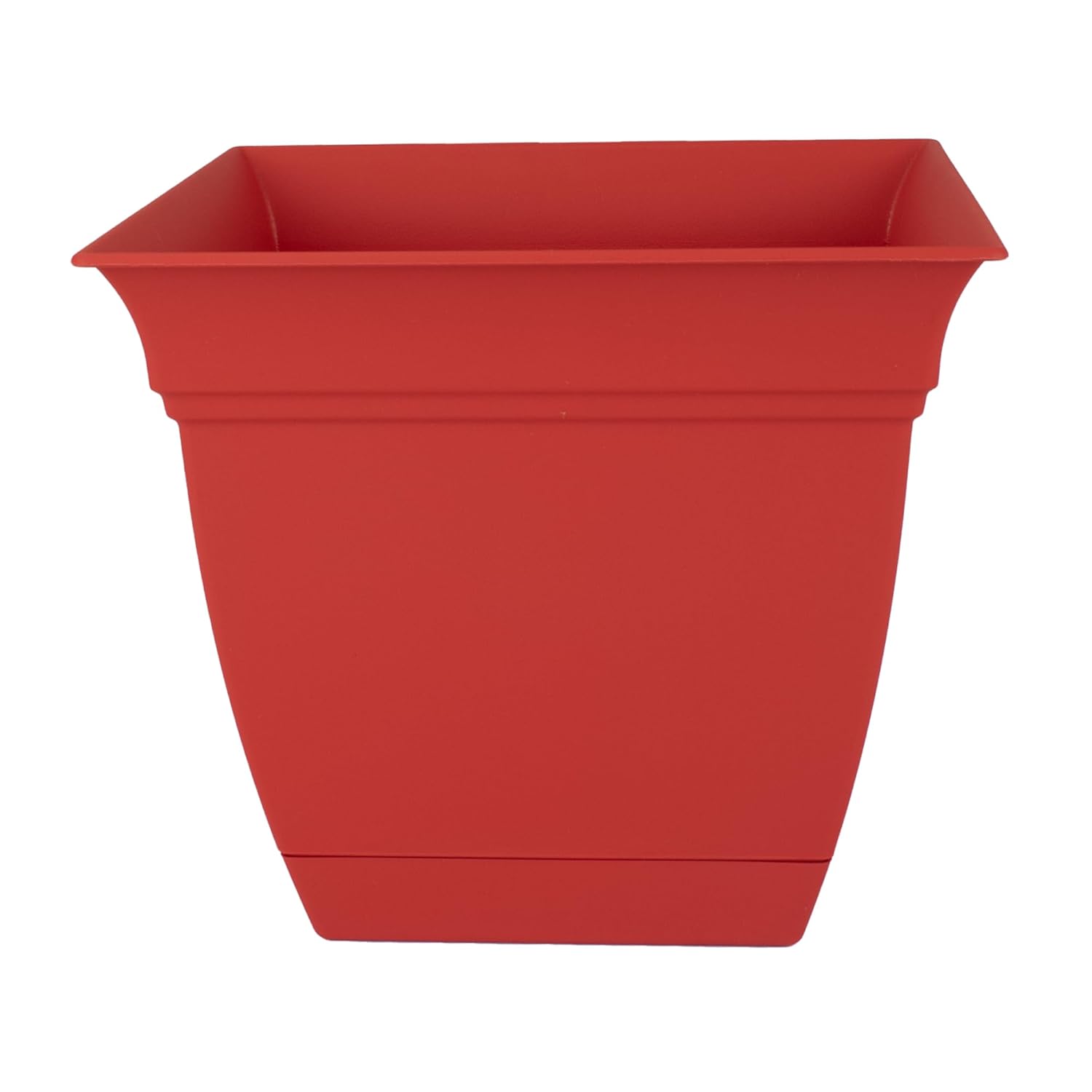 The HC Companies 8 inç Eclipse Kare Ekici Tabaklı - Çiçekler Sebzeler Otlar için İç Mekan Dış Mekan Bitki Saksısı, Kırmızı