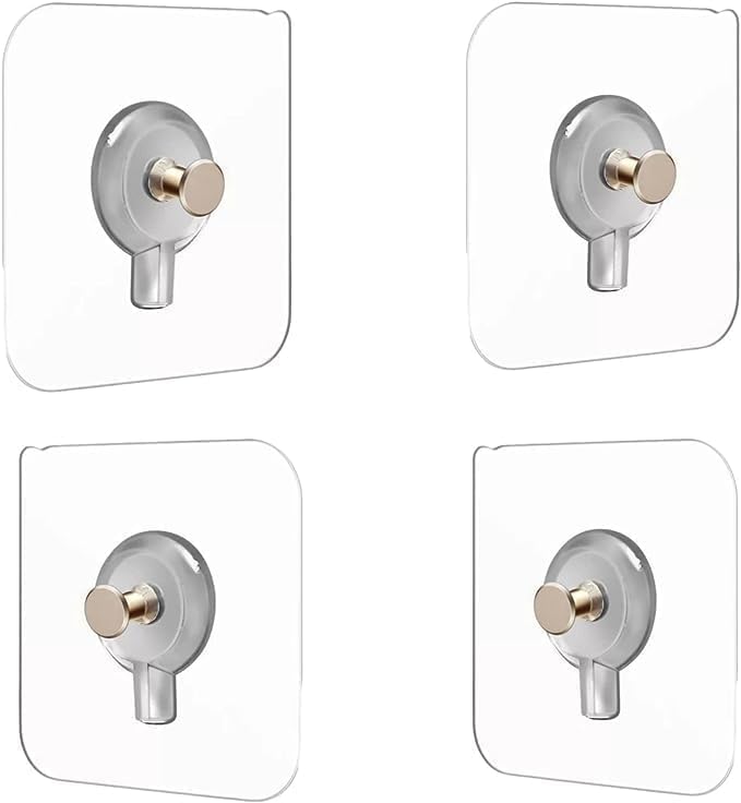 Orret Home 4 Adet Yapışkanlı Duvara Monte Vida Kancaları, İz Bırakmayan Asma Çivi Kancaları Tutucular Vidalar, Banyo Mutfak Oturma Odası için Dekoratif Tablolar Asmak için Şeffaf Vida Duvar Çivisi