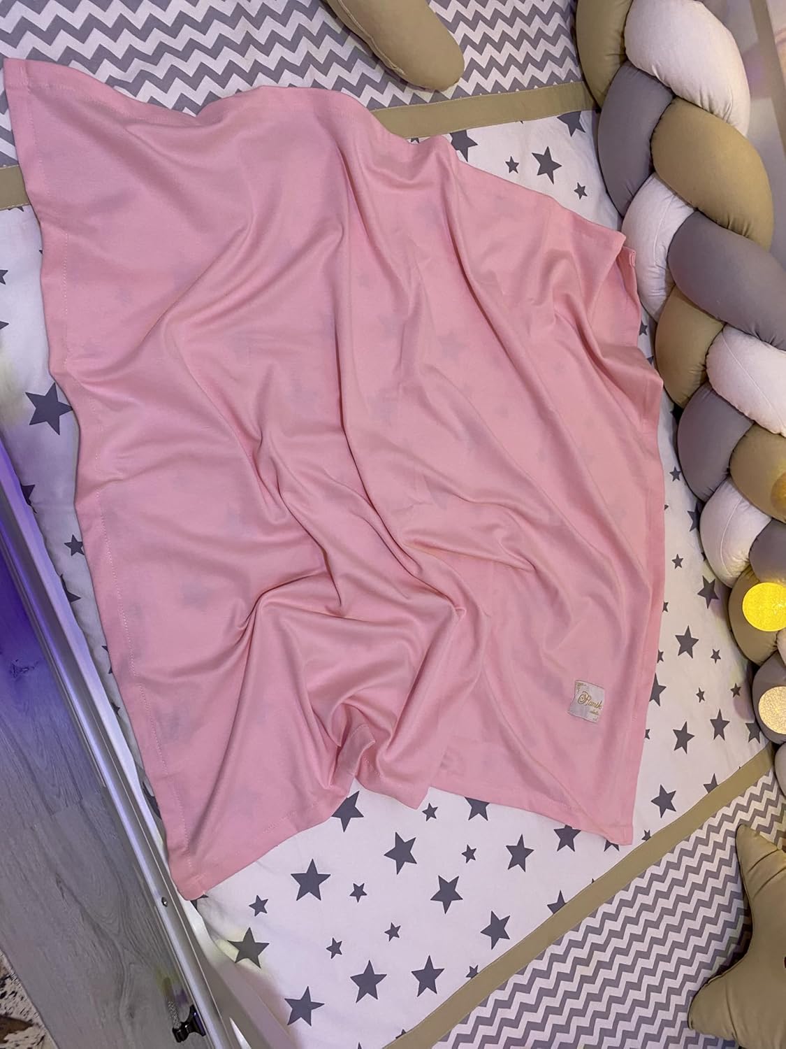 Hamiki Pamuklu Çok Amaçlı Esnek Kundak Bebek Battaniyesi 100 * 100cm (Pembe)