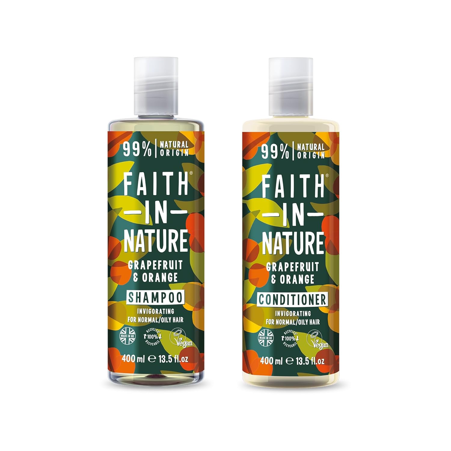 FAITH IN NATURE Grapefruit&Orange%99 Doğal Tazeleyici Şampuan + Saç Kremi 400ml