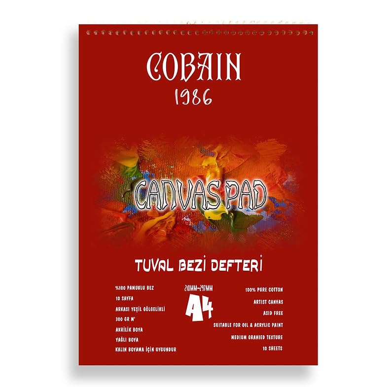 bordo sanat taha demir Cobain 1986 Tuval Bezi Defteri Akrilik Defteri Yağlıboya Defteri Guaj Defteri (35x50)