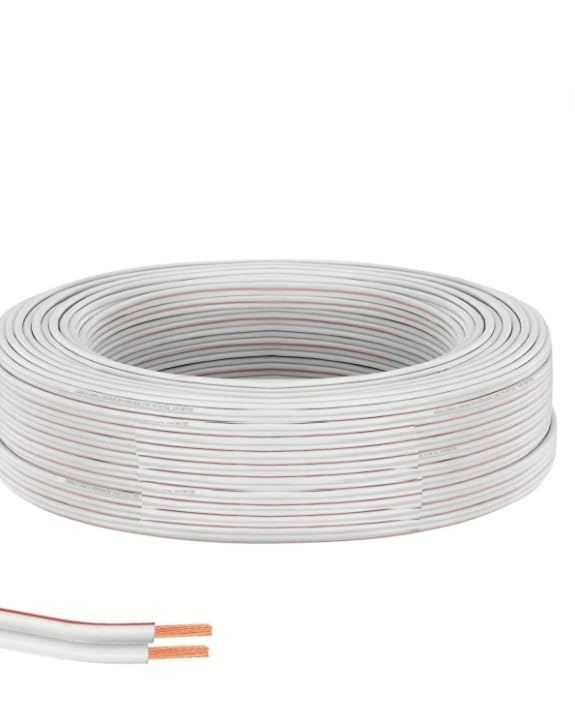 usin 30 Metre Beyaz 2 * 0,75 Hoparlör Ses Sitemi Kablosu - Hoporlör Elektrik Tesisat Kordon Kablosu (Beyaz, 30 METRE)