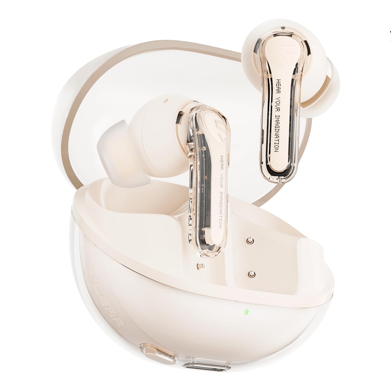 SoundPEATS Clear Bej Bluetooth Kulaklık, Kablosuz Kulak içi Kulaklık, Bluetooth 5.3, 40 Saat Oynatma Süresi, 12 mm Sürücü ve ENC'li çift Mikrofon, Net Aramalar, Oyun Modu, Uygulama Kontrolü