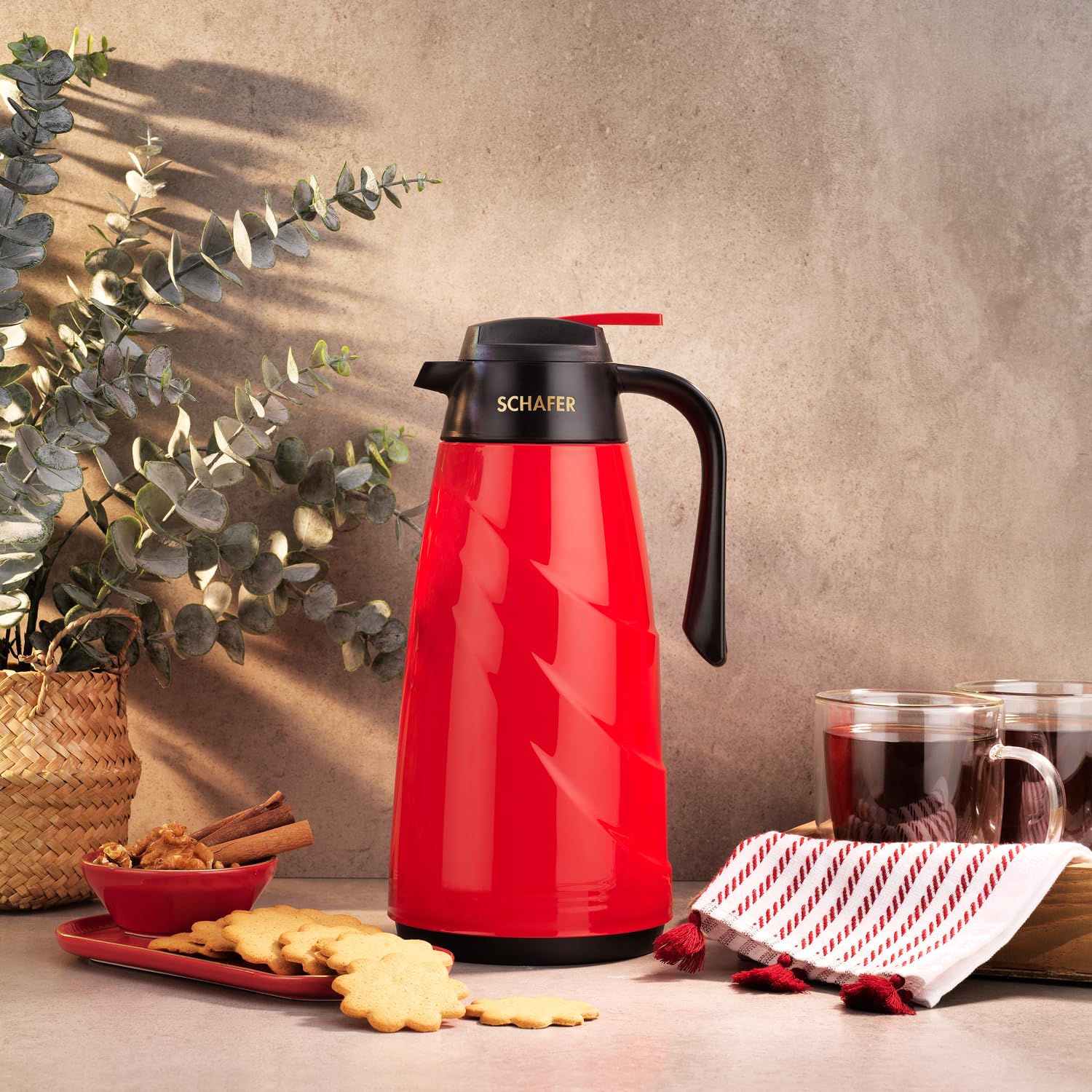 Schäfer Kitchenhouse Mimoza 1,5 L Cam Termos-Kırmızı