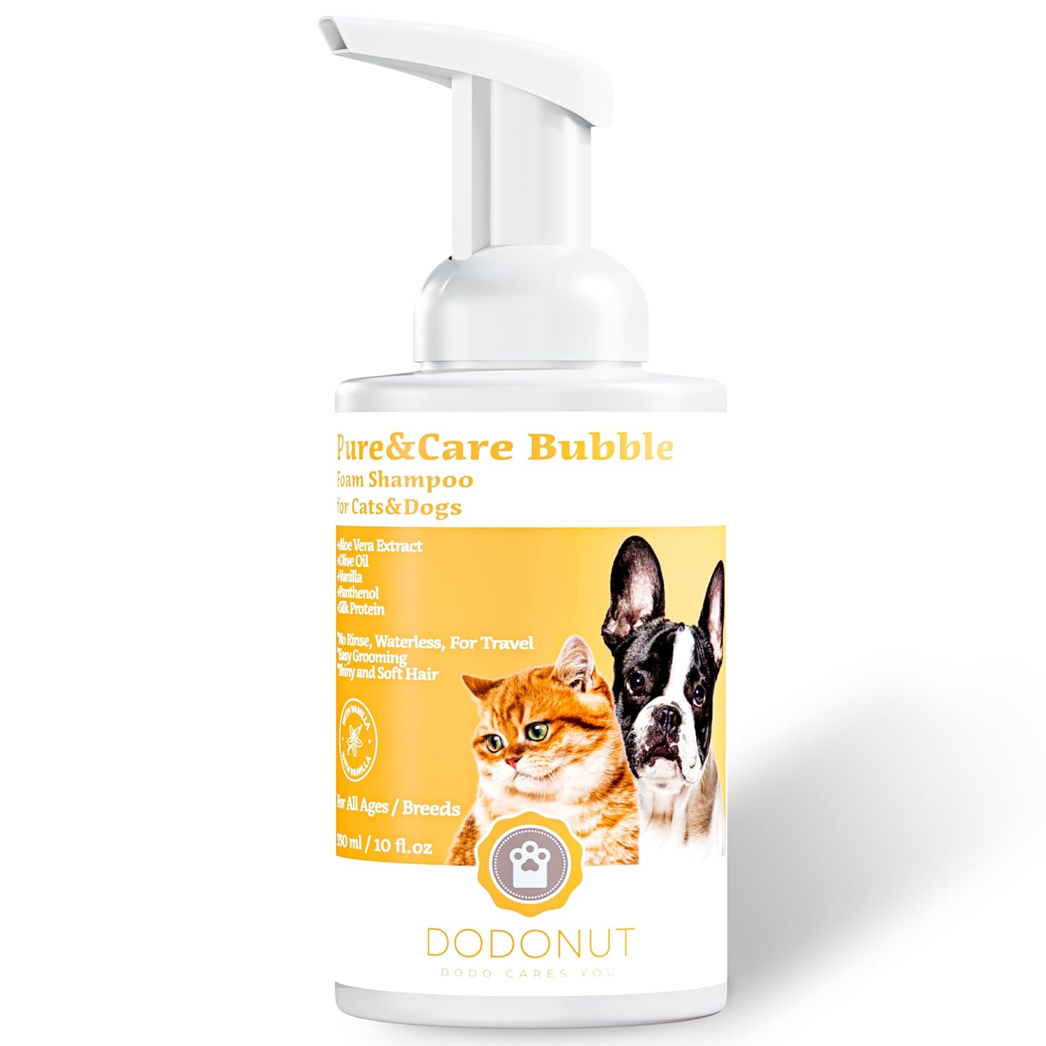 Dodonut Pure&Care Bubble Kedi ve Köpek Kuru Köpük Şampuan, 350 ML