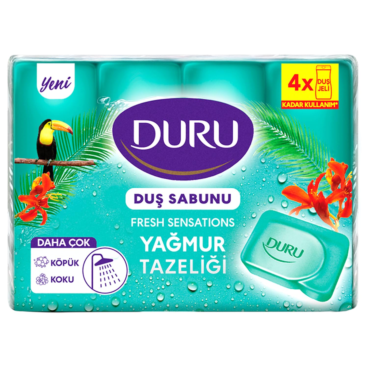 DURU Fresh Sensations Extra Yağmur Ormanı Sabun, 150 Gramx4
