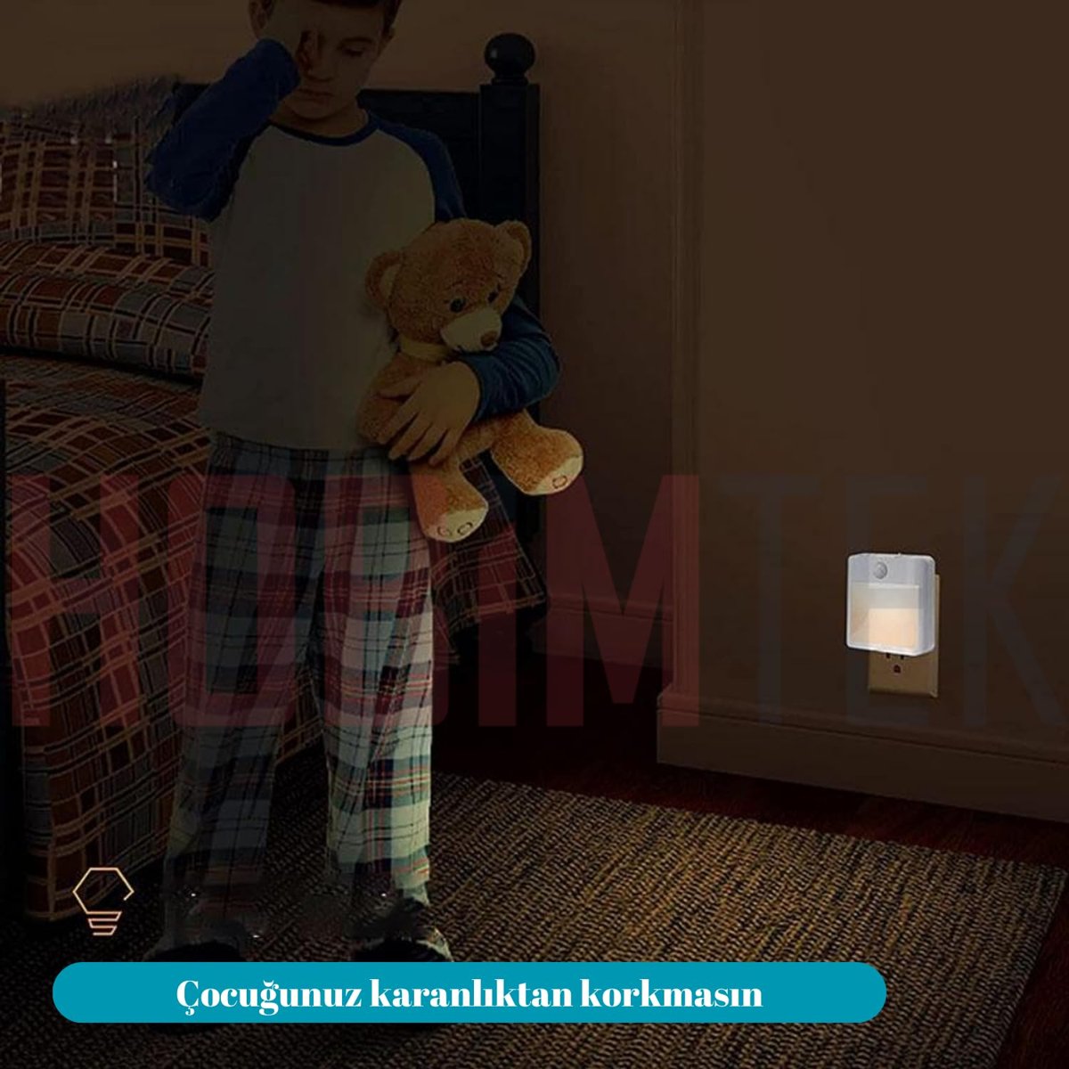 Akıllı Hareket Sensörlü LED Gece Lambası 2700K Fişe Takılan Hareket Sensörlü Güç Ayarlı Led Işık L001