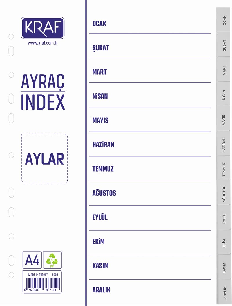 KRAF SEPERATÖR DOSYA AYRACI AYLAR