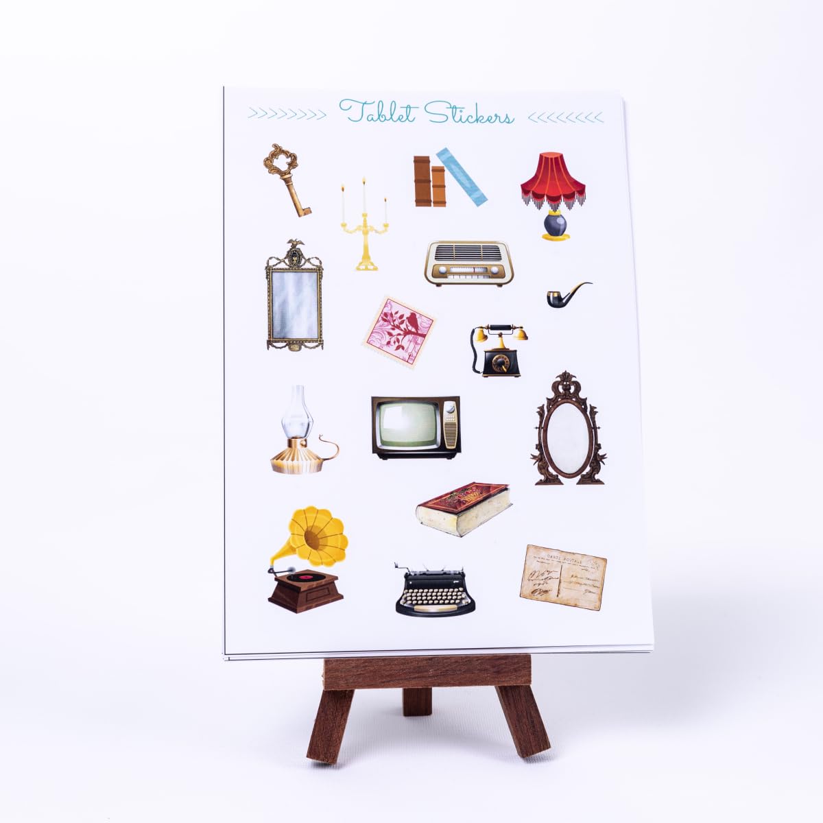 Bimotif Renkli şekilli tablet sticker seti, vintage, A5 2 sayfa