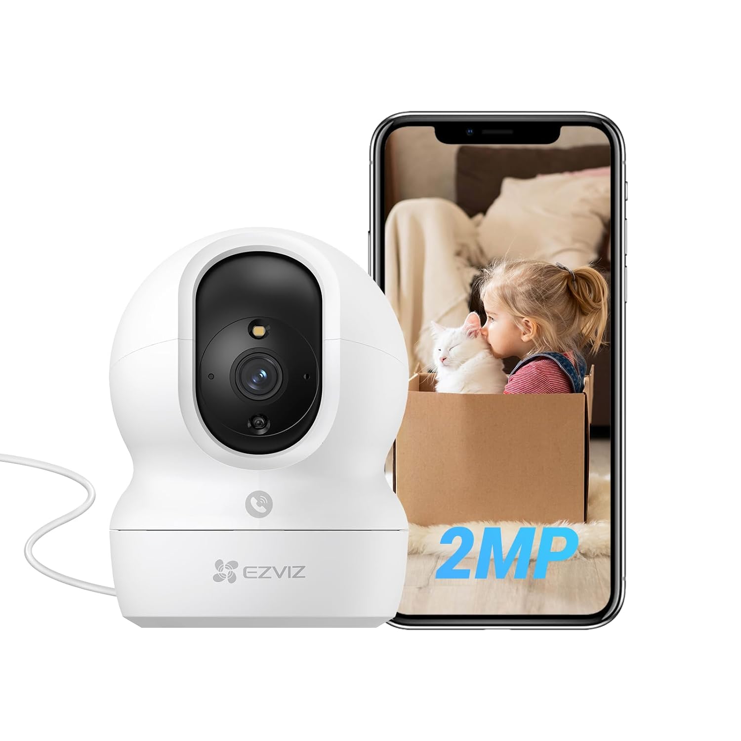 EZVIZ CP1 PRO - 1080P Full HD, Akıllı Hareket Takibi, 360° Dönüş, H.265, Çift Yönlü Ses, 10m Gece Görüşü, Tip-C, 512 GB MicroSD Desteği, Ev ve Bebek Güvenliği için Wi-Fi Kamera