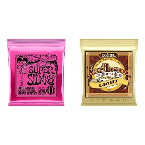 Ernie Ball Super Slinky 3-pack ve EW 80/20 Light