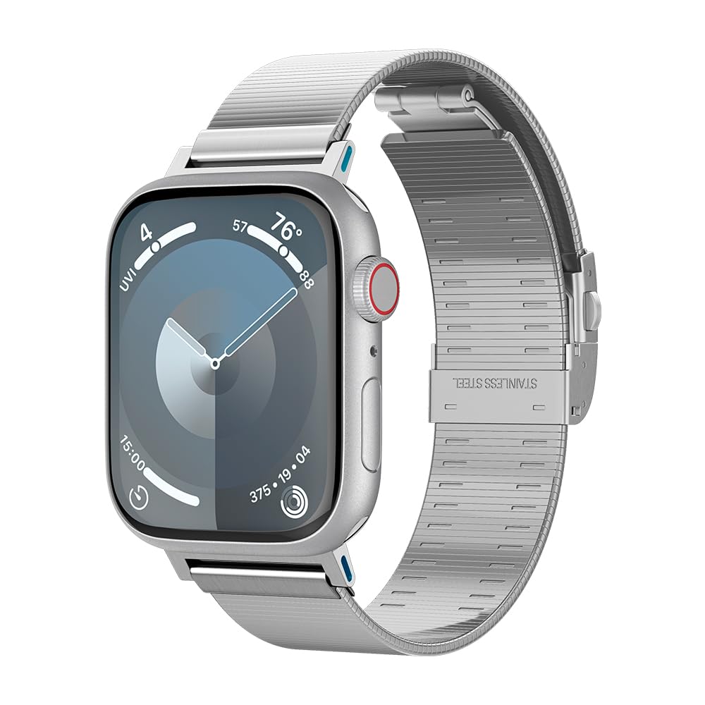 Spigen Apple Watch 42mm Seri 11/10-41mm Seri 9/8/7-40mm Seri SE/3/SE2/SE/6/5/4 ile Uyumlu Kordon Kayış Band Sleek Link Silver - AMP07225