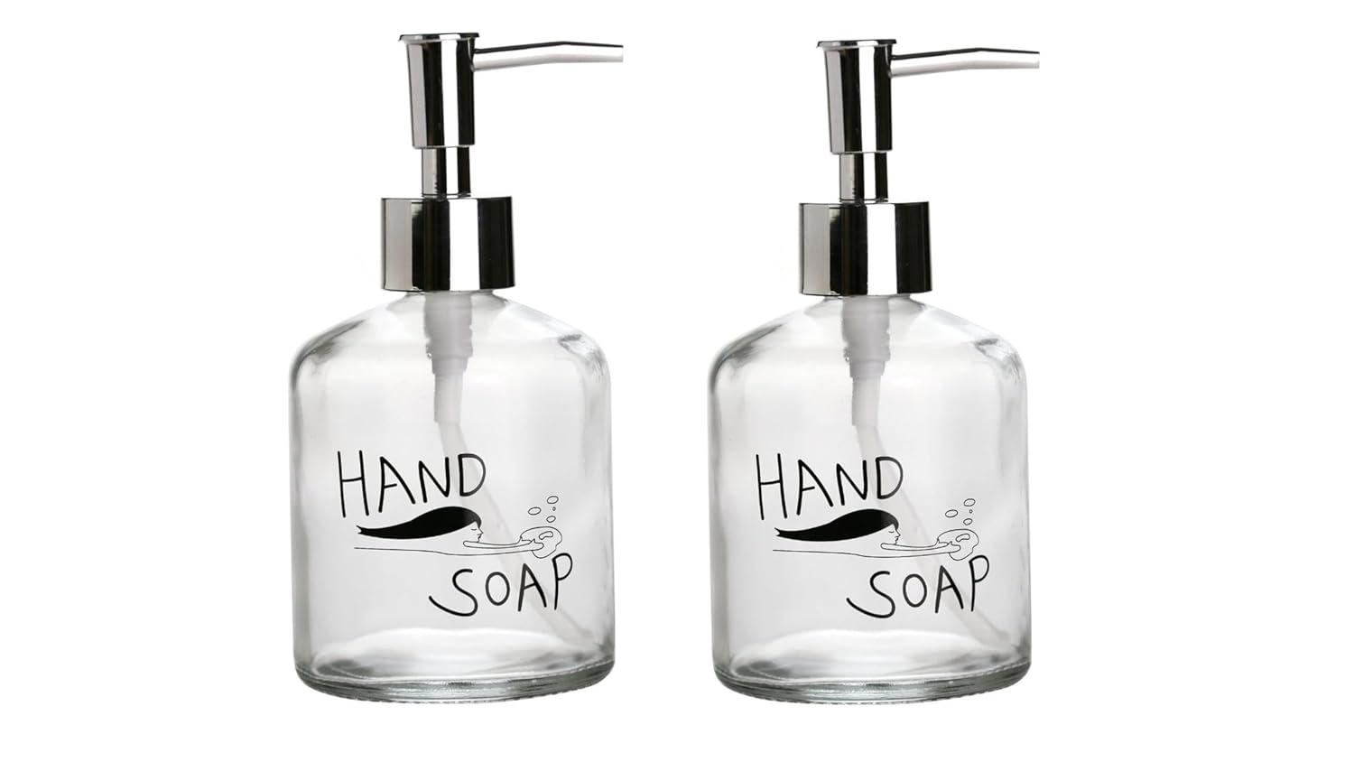 BANYO SETİ CAM SIVI SABUNLUK 2 ADET,EL SABUNU YAZILI 300ML 7,6X15,5CM