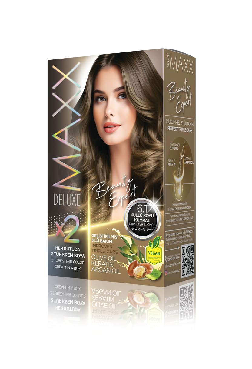 MAXX DELUXE BEAUTY EXPERT HAIR COLOR (KERATİN)'Lİ 1 KUTU (2 X 50 ML) (Küllü Koyu Kumral 6.1)