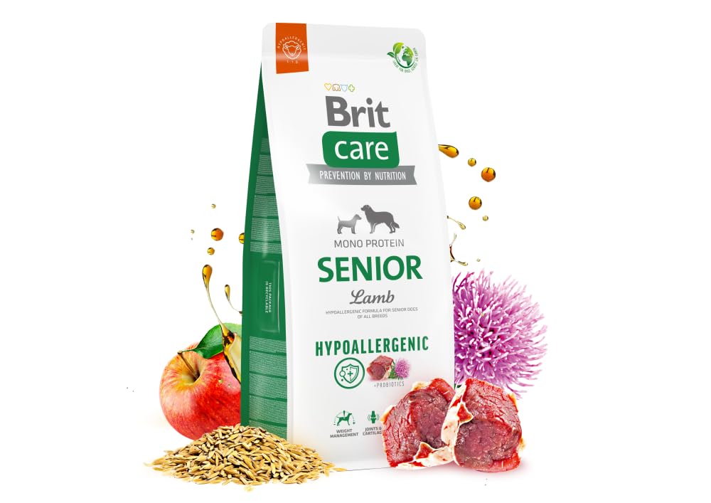 Brit Care Senior, Yaşlı Köpekler İçin, Tek Proteinli, Hipoalerjenik, Kuzu Etli Kuru Mama, 12 kg