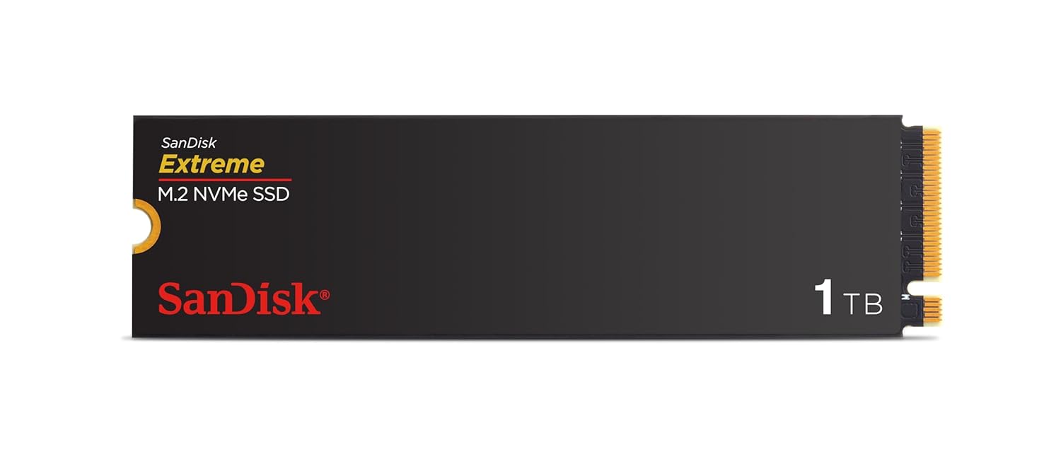 SanDisk Extreme M.2 NVMe SSD 1 TB (dahili SSD, PCIe Gen 4.0, 5.150 MB/sn'ye kadar, nCache-teknolojisi, 5 yıl garanti)