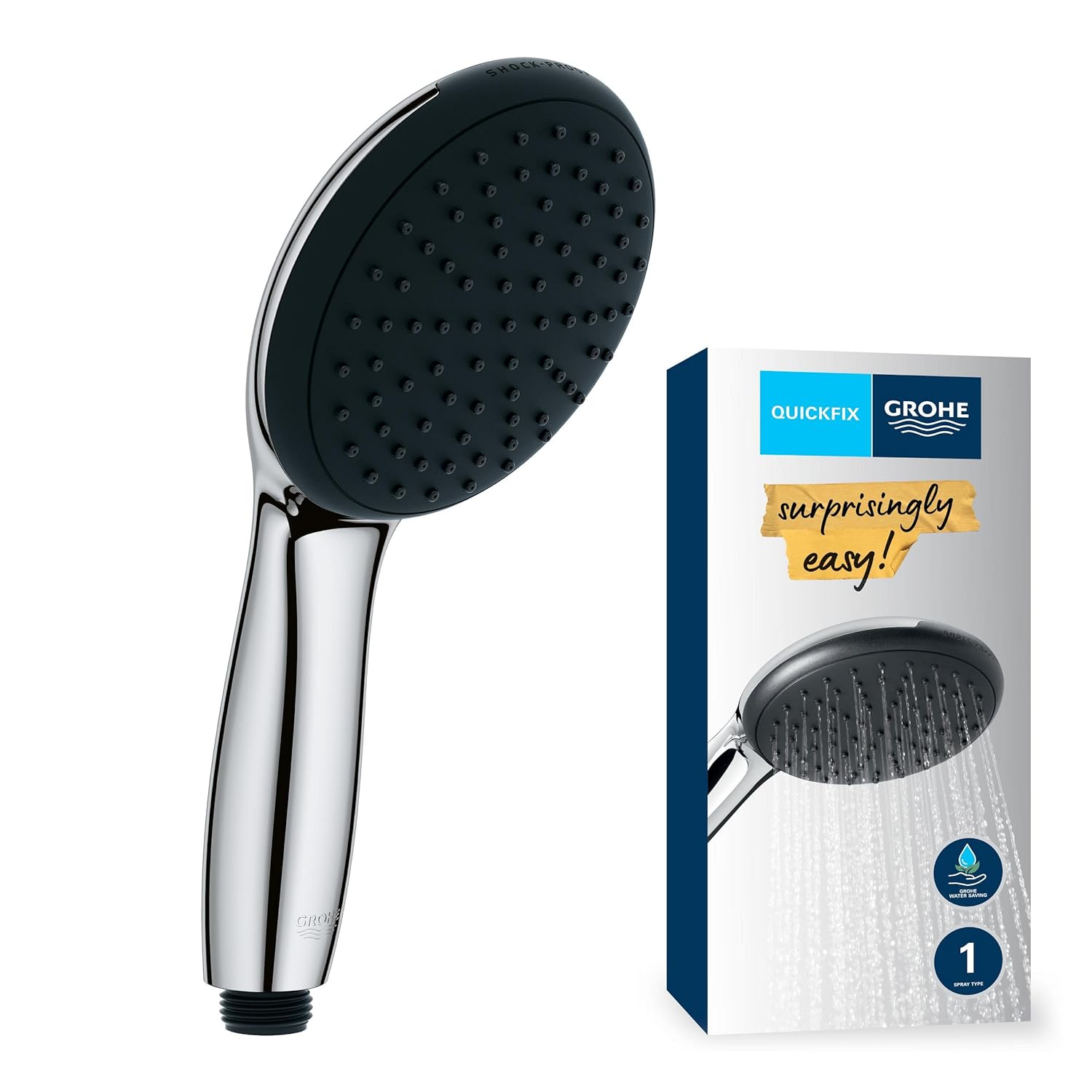 GROHE Vitalio Start 110 El Duşu, 1 Akışlı Yağmur Duşu, 110mm Yuvarlak Duş Başlığı, Kireç Önleyici Sistem, Krom, 27940001