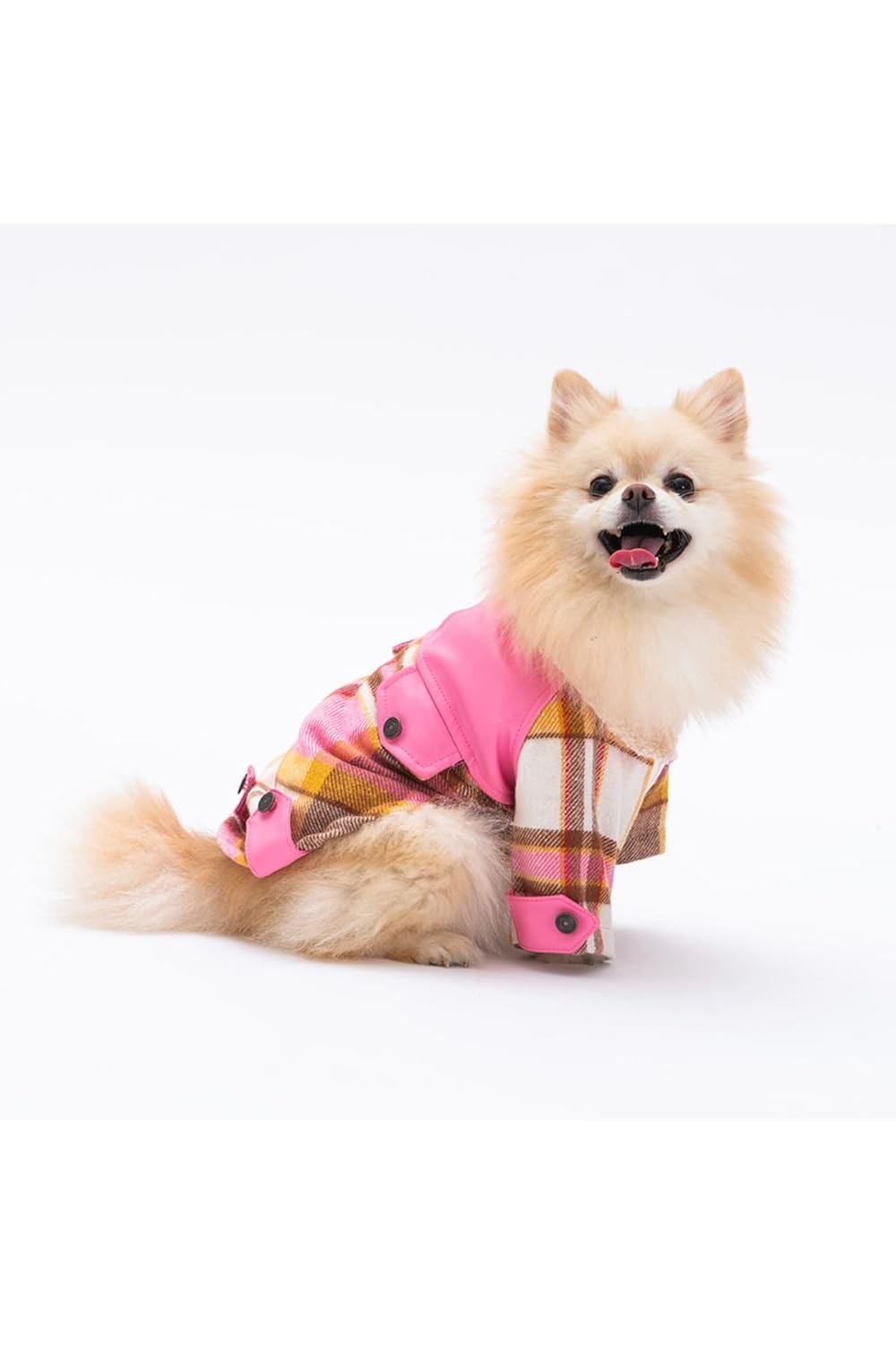 Pawstar Pembe Plaid Küçük Irk Köpek Kabanı (2XL)