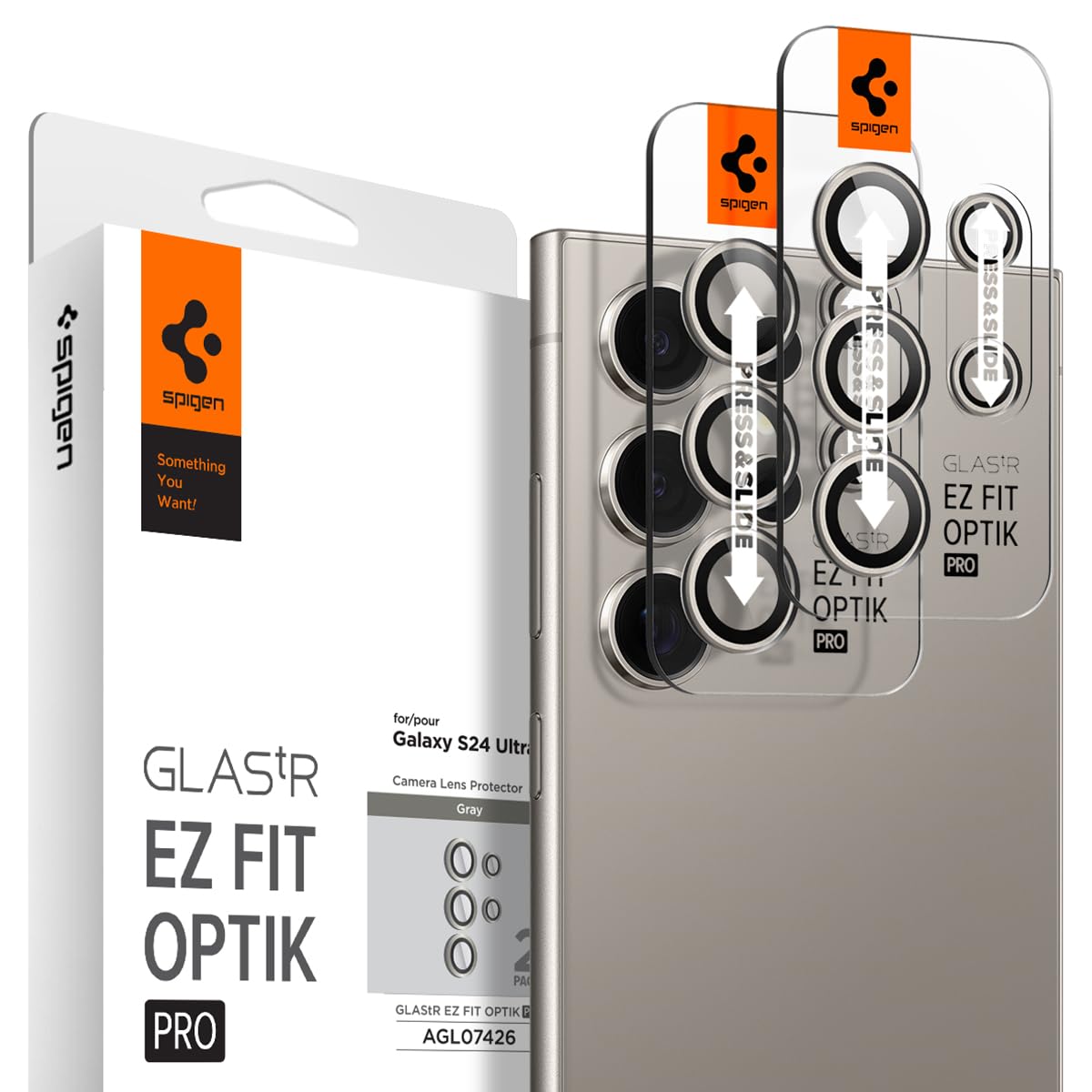 Spigen Galaxy S24 Ultra ile uyumlu Kamera Lens Camı Koruyucu Kolay Kurulum GLAS.tR EZ Fit Optik Pro (2 Adet) Black - AGL07425