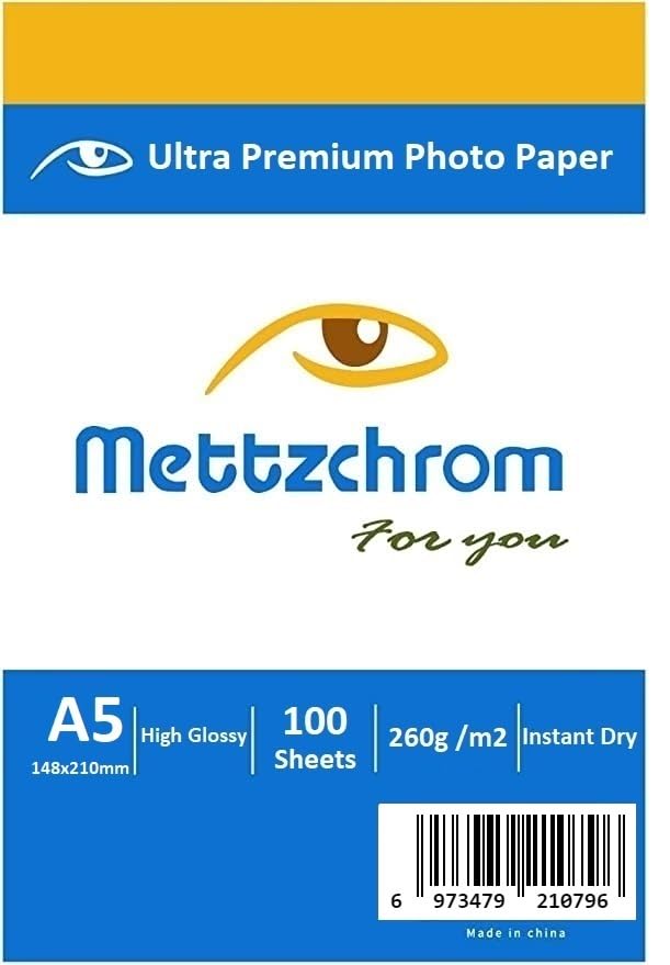 Mettzchrom A5 Parlak Fotoğraf Kağıdı 100 Sayfa 260 gr 15 x 21 cm