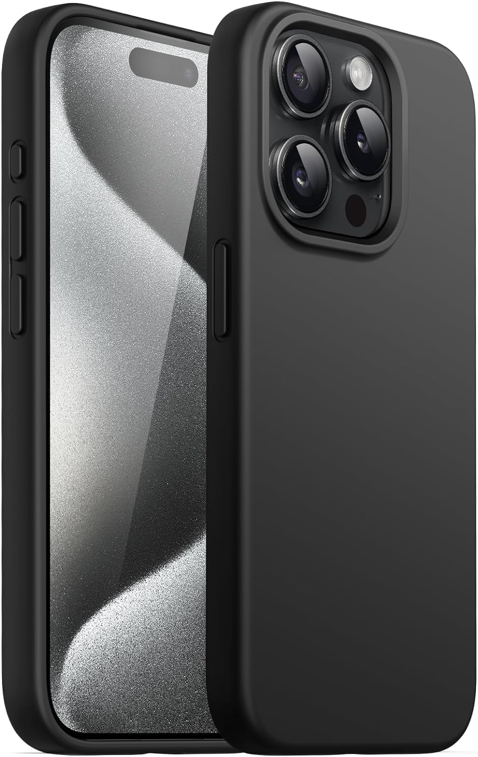 Happy Trend iPhone 15 Promax Uyumlu içi Kadife Lansman Liquid Silicone kılıf Şok Emici Full Kasa Koruma Sağlayan Kılıf Siyah