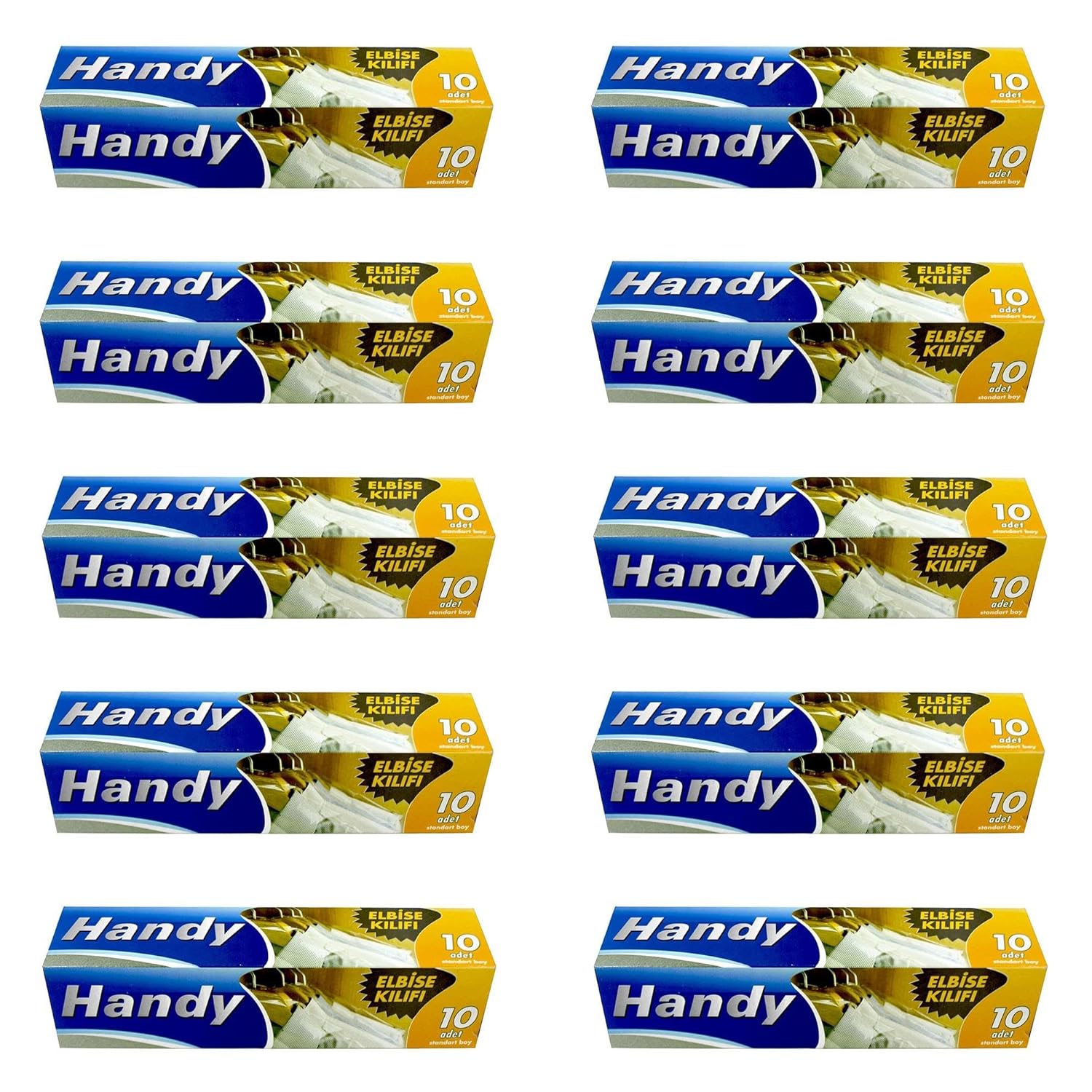 Handy Vakumsuz Şeffaf Giyisi Elbise Ceket Mont Askı Kılıfı Poşeti Torbası - 10 Adetlik 10 Kutu