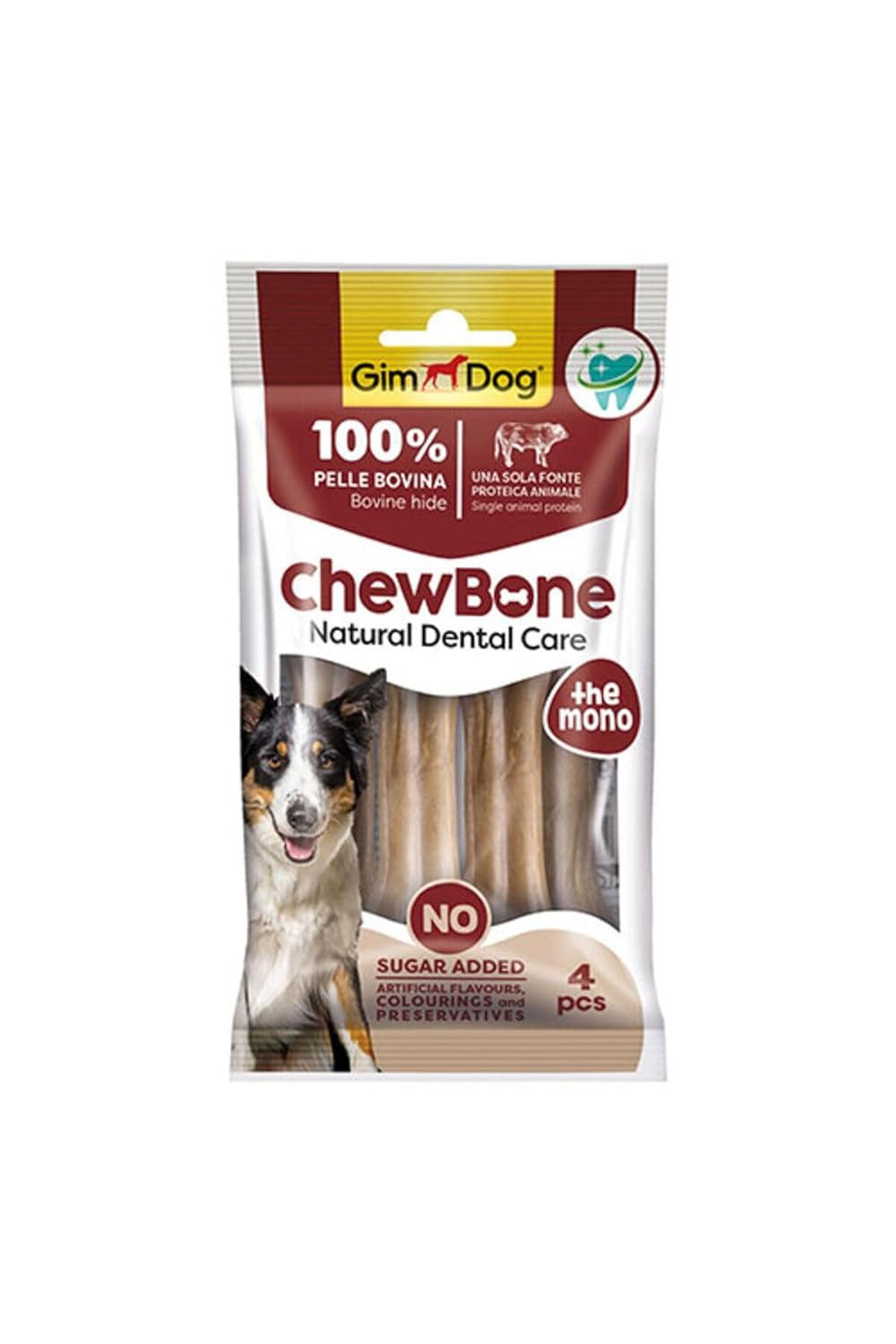 GimDog Chew Bones Press Köpek Çiğneme Kemiği 80 Gr 4'lü Naturel