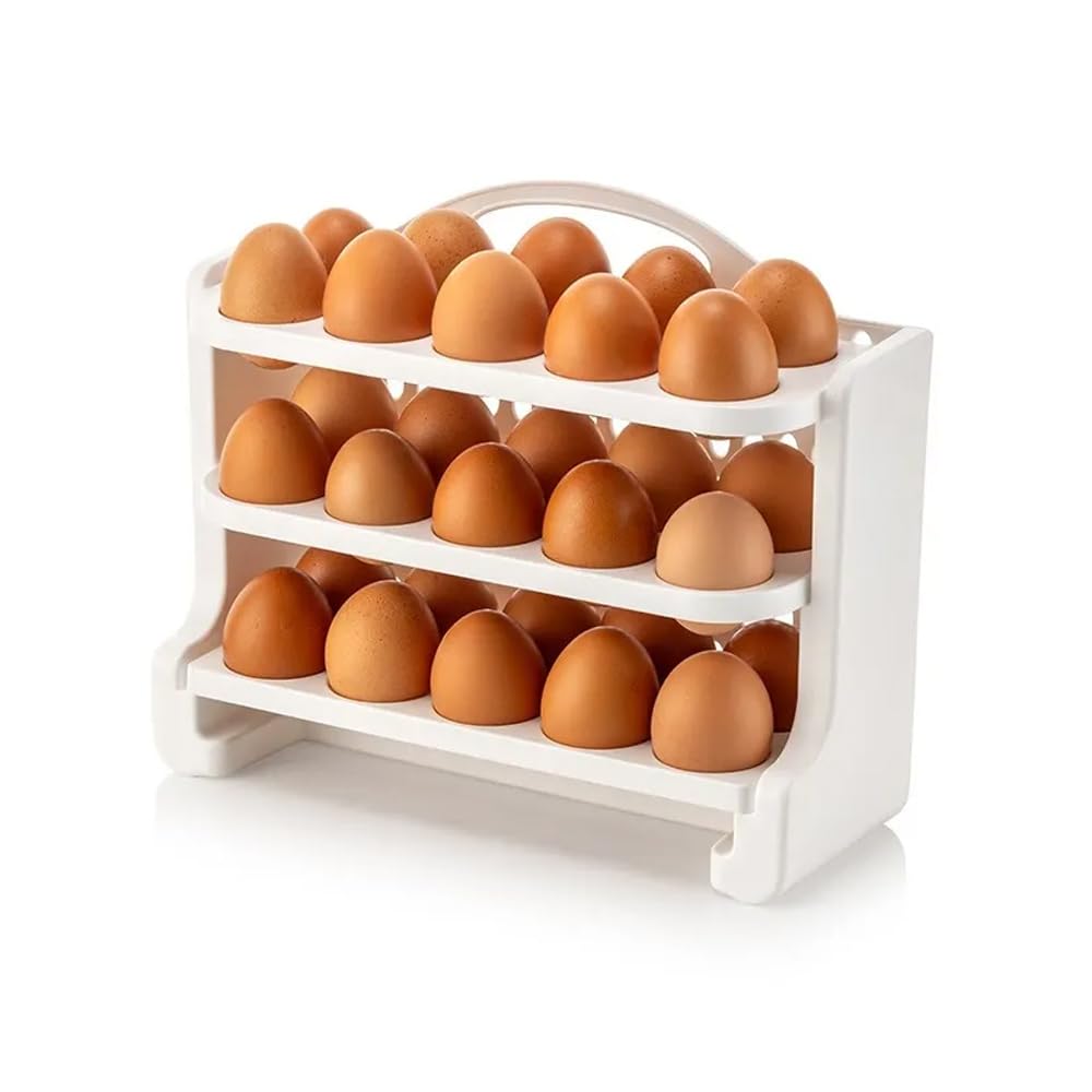 GüncelÇarşı 30 Bölmeli Yumurtalık, Buzdolabı için Yumurtalık, 3 Katlı Yumurta Kutusu Sepeti