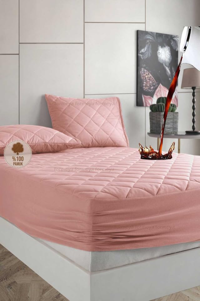Formeya Pudra Kapitone Sıvı Geçirmez Yatak Koruyucu Fitted Alez Çarşaf%100 Pamuk 160X200