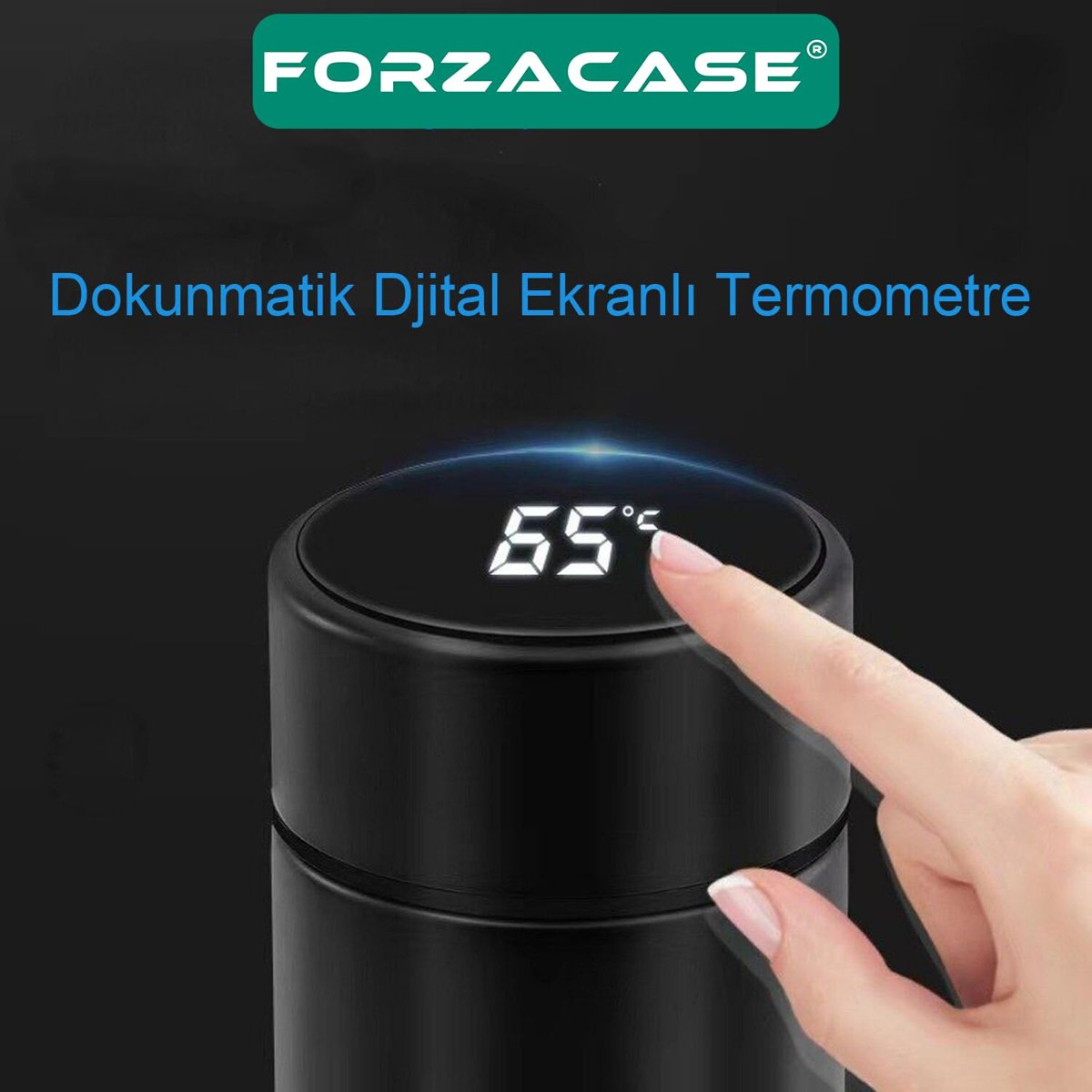 Paslanmaz Çelik Dijital Termometreli 500 ml Sıcak Soğuk Tutan Çay Kahve Su Termosu FC045 (Kırmızı)