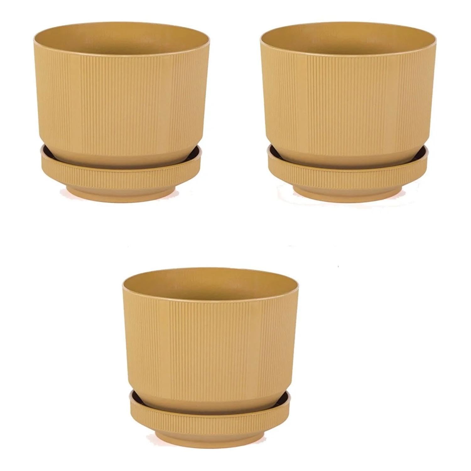 3’lu Plastik Tabaklı Saksı 3 Adet Hardal, 1,7lt