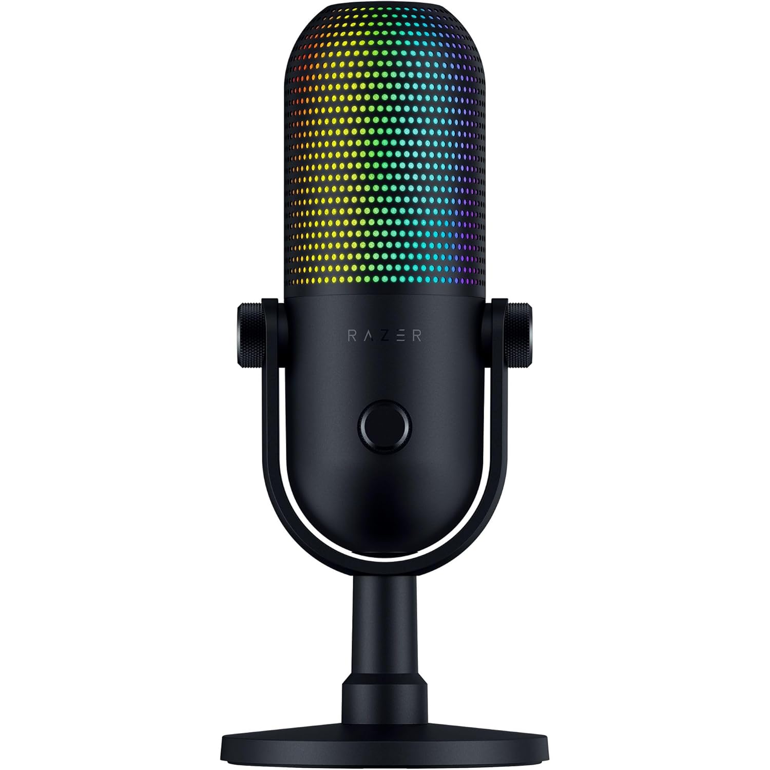 Razer Seiren V3 Chroma - Dokunarak Sessize Alma Özellikli RGB USB Mikrofon (Yayın ve Oyun Reaktif Aydınlatma, Kondenser Mikrofon, Dijital Kazanç Sınırlayıcı ve Dahili Darbe Emici), Siyah