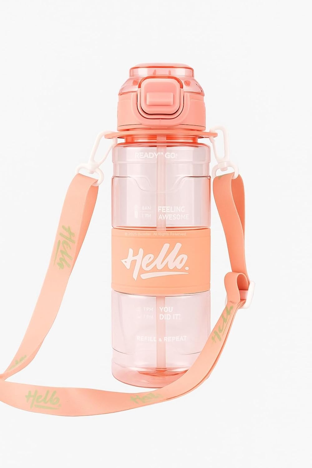 TKK 600ml Pipetli/Pipetsiz Kullanıma Uygun Ölçü Skalalı Tritan Spor Matara (Beyaz)