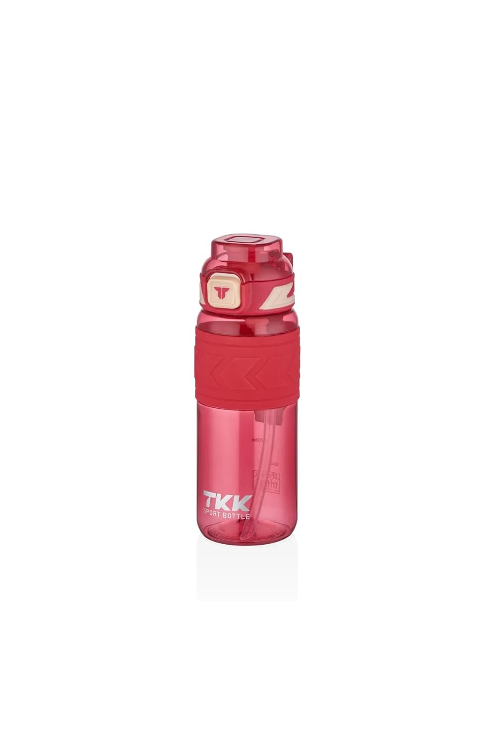 TKK 600ml Pipetli/Pipetsiz Kullanıma Uygun Ölçü Skalalı Tritan Spor Matara (Pembe)