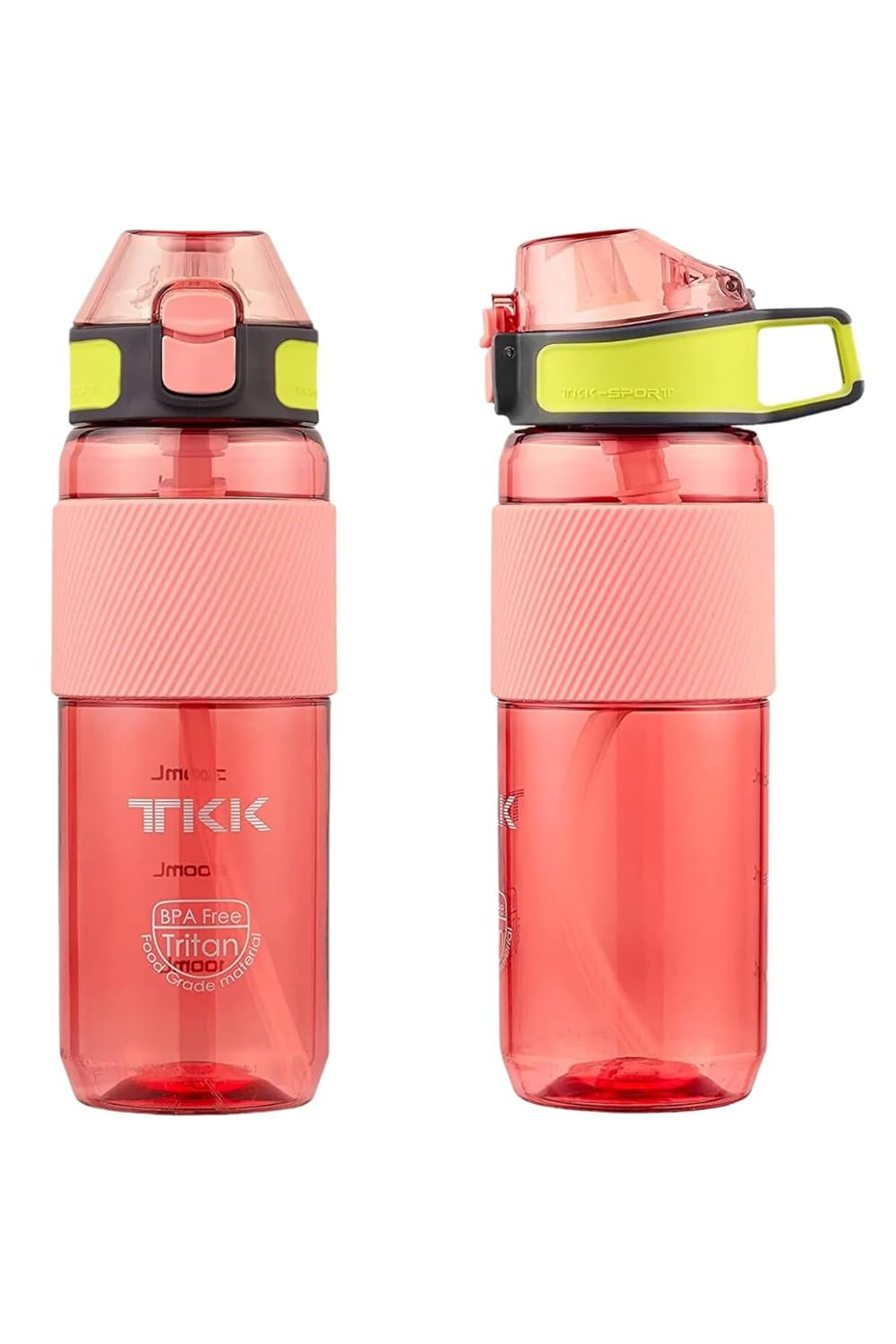 TKK 700ml Pipetli Taşıma Kulplu Silikon Gövde Ölçü Skalalı Su Matarası (Pembe)