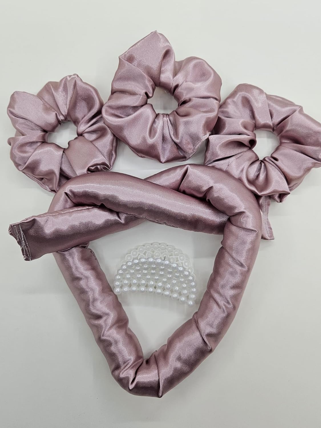 sipariş vakti İpek Saten Isısız Saç Şekillendirici ve Saç Tokası (Tek Ebat, Gül Kurusu)