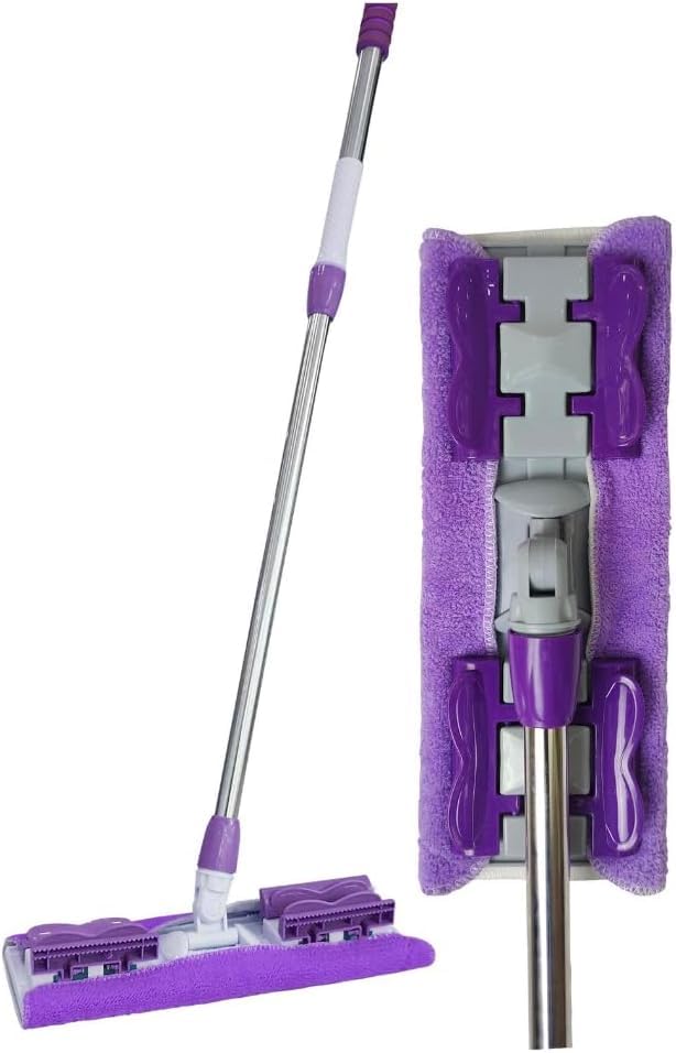 Sihirli Mop İstediğin Bezi Tak Kullan Mandallı Mop Teleskopik Saplı +1 Yedek Bez Hediyeli (Yer Cam Temizliği)