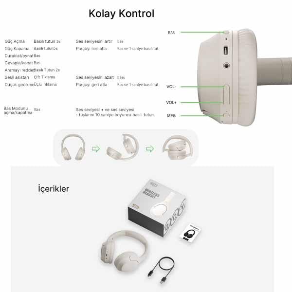 QCY H2 Pro Aux Kablosuz Bt 5.3 Siyah Kulaklık Hifi Enc 70 Saat Dinleme Oyun Modu