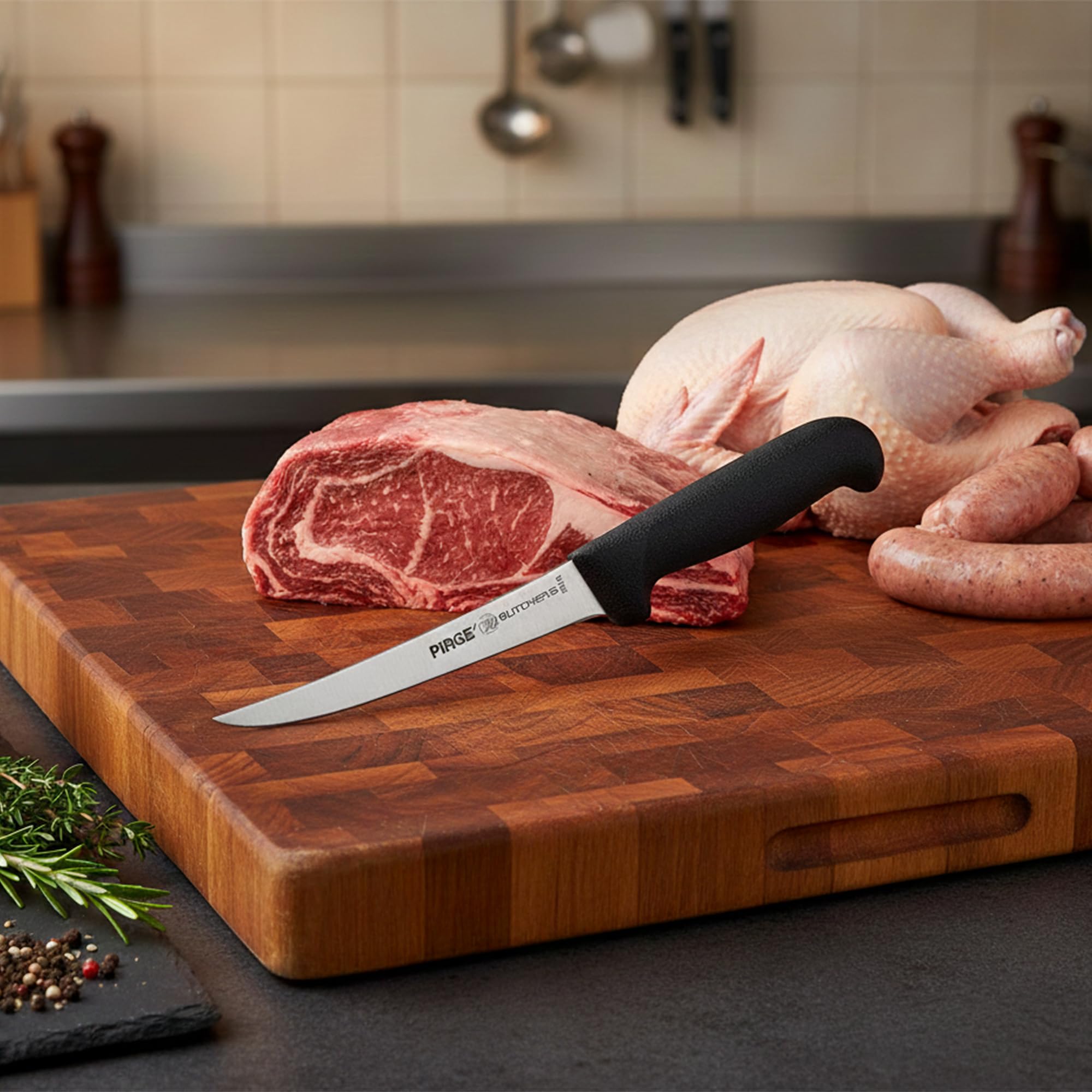 Pirge Butcher's Sıyırma Bıçağı Kıvrık Sert 12 cm