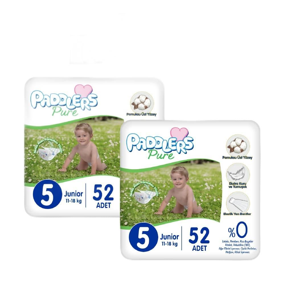 Paddlers Pure Bebek Bezi 5 Numara Junior 104 Adet 2'li Jumbo Set
