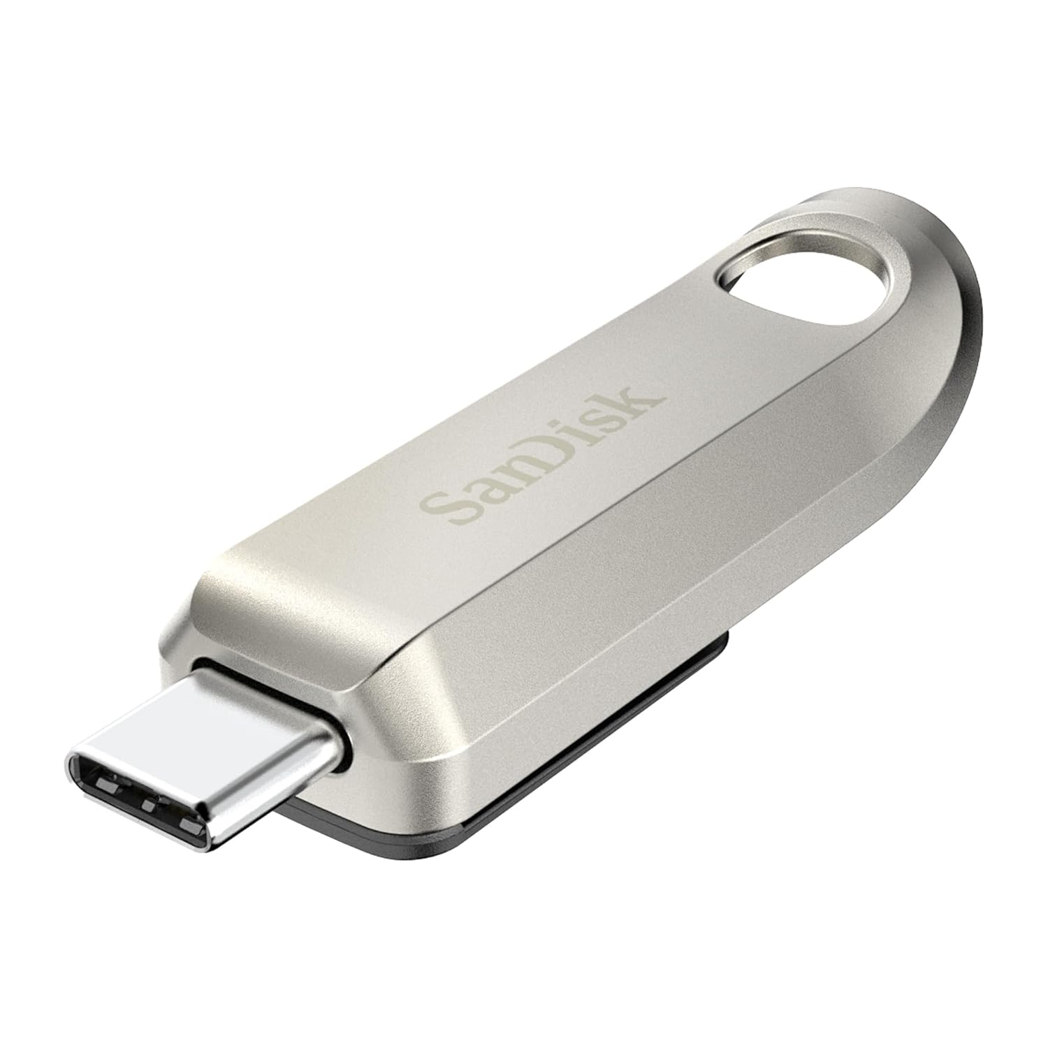 SanDisk Ultra Luxe USB Tip C Sürücü 128 GB (USB Tip C Flash Sürücü, USB-3.2 Gen-1, Metal Tasarım, 400 MB/s Okuma, Anahtarlık Halkası) Gümüş