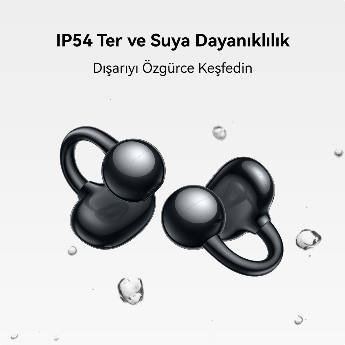 HUAWEI FreeClip, Estetik Tasarım, Tüy Kadar Hafif, Açık Kulak Tasarımı, Yapay Zeka Destekli Kristal Netliğinde Arama, Uzun Pil Ömrü, Çift Cihaz Bağlantısı,Siyah