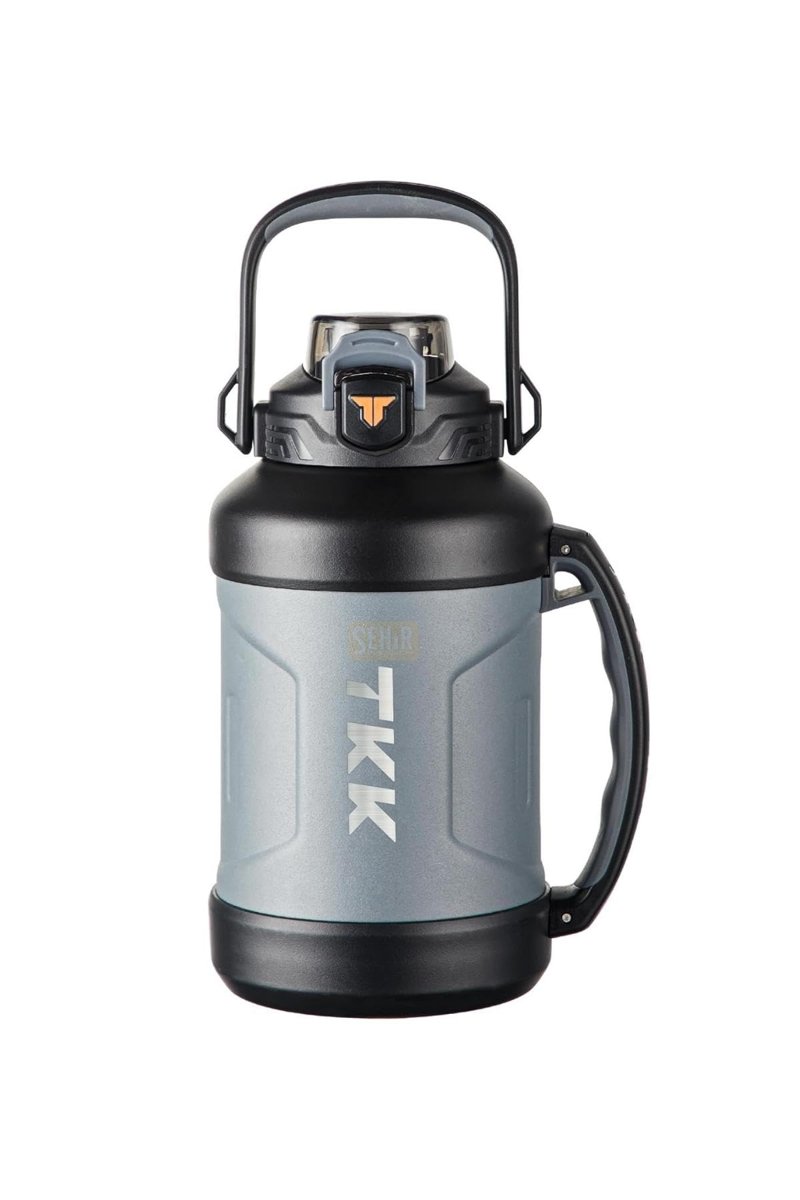 TKK Mega Boy 1650ml Pipetli/Pipetsiz Kullanım Askılı Paslanmaz Çelik Termos Matara (Siyah)
