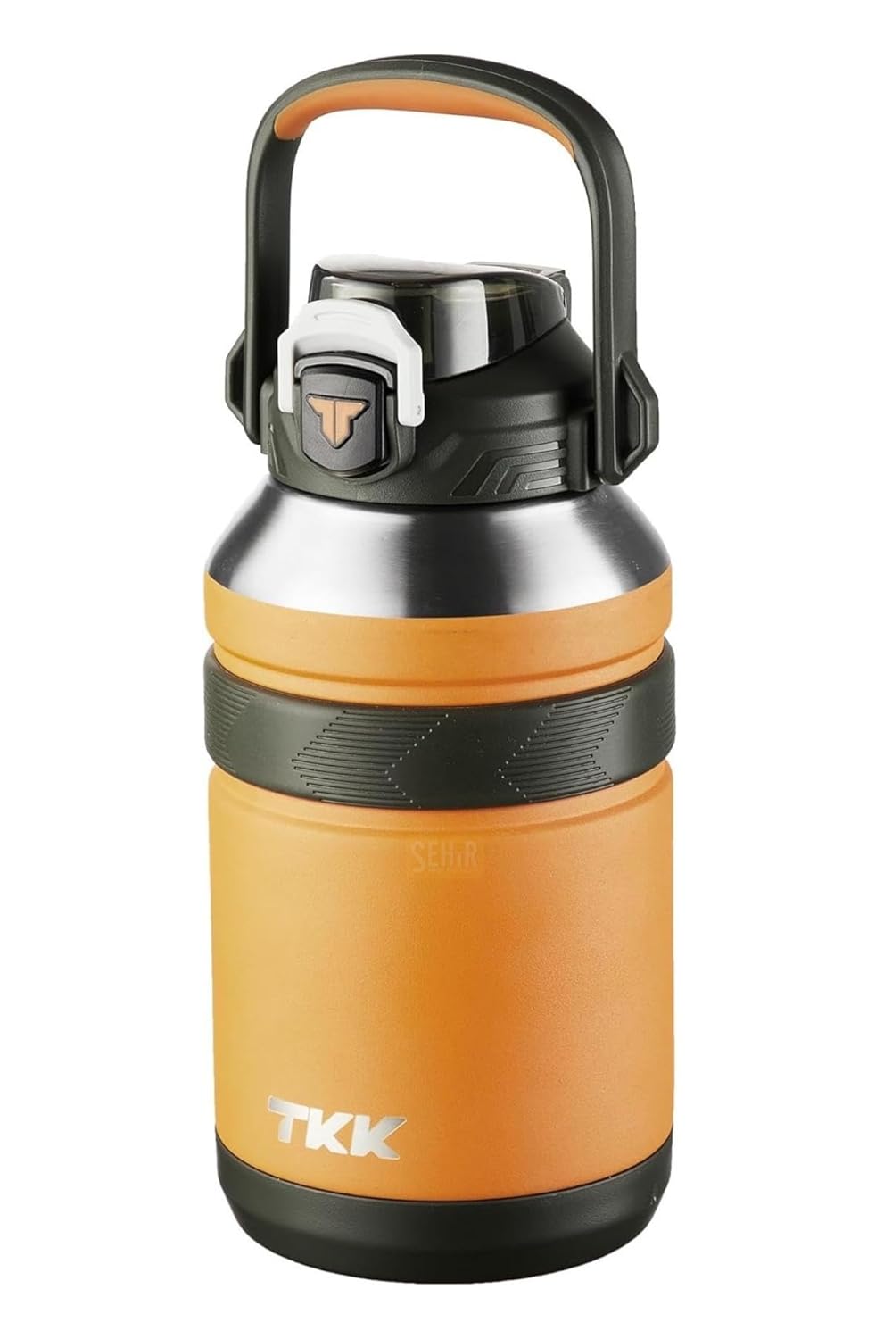 TKK Mega Boy 1500ml Pipetli/Pipetsiz Kullanım Askılı Paslanmaz Çelik Termos Matara (Turuncu)