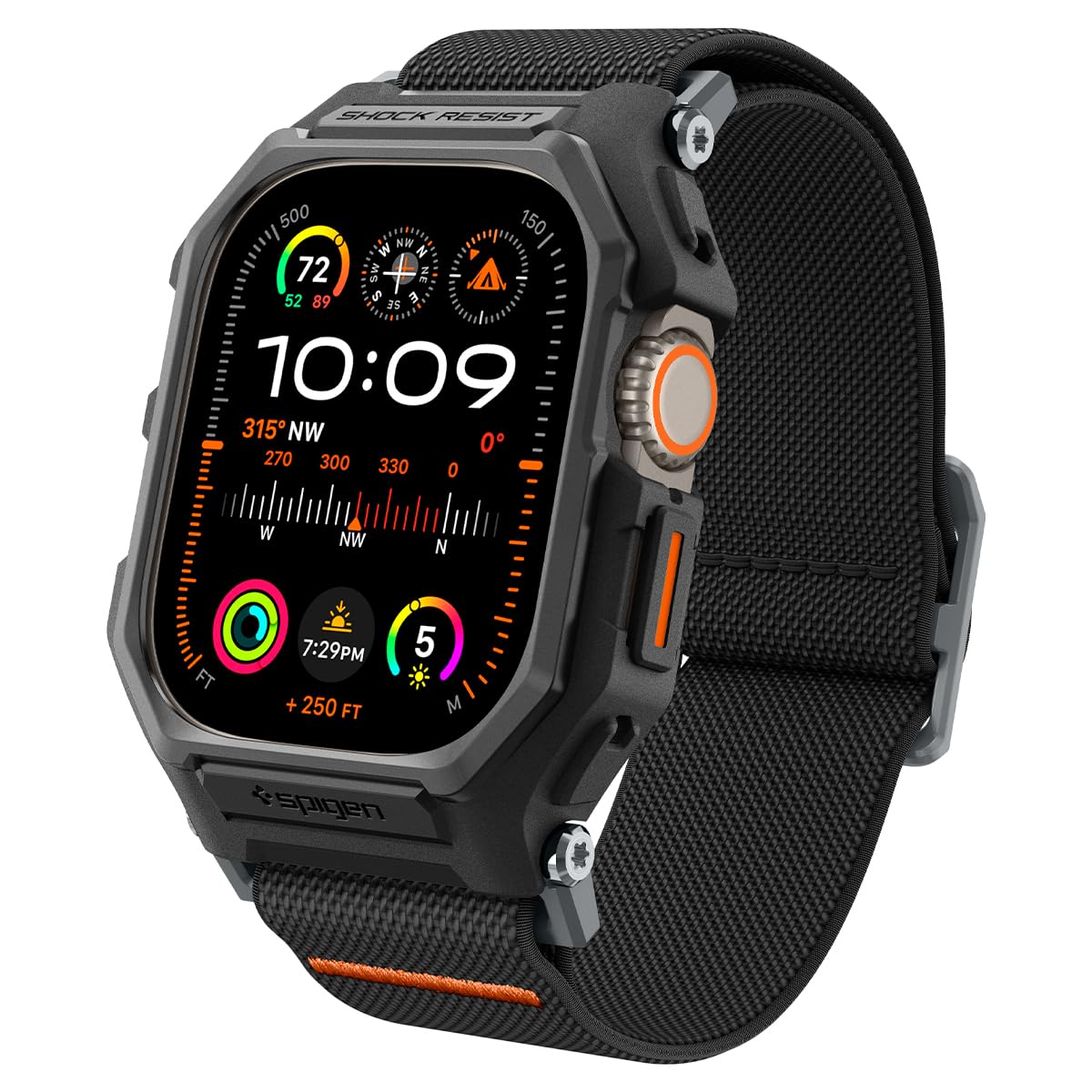 Spigen Apple Watch 49mm Ultra Seri 3/2/1 ile Uyumlu Kılıf & Kordon Kayış Lite Fit Pro Matte Black - ACS07104