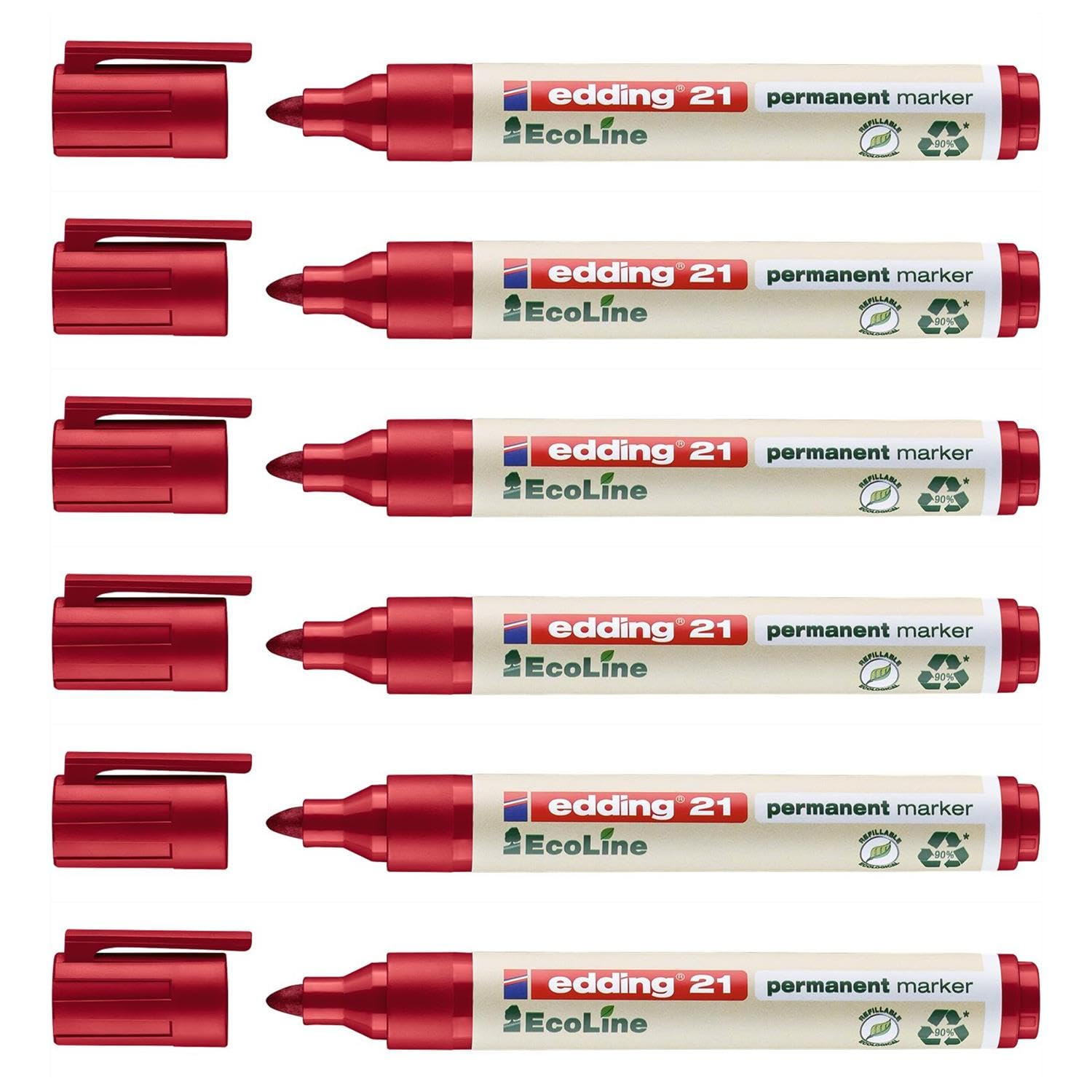 EDDING Ecoline Red 1,5-3 mm, 6'lı Set Kalıcı Markör 21